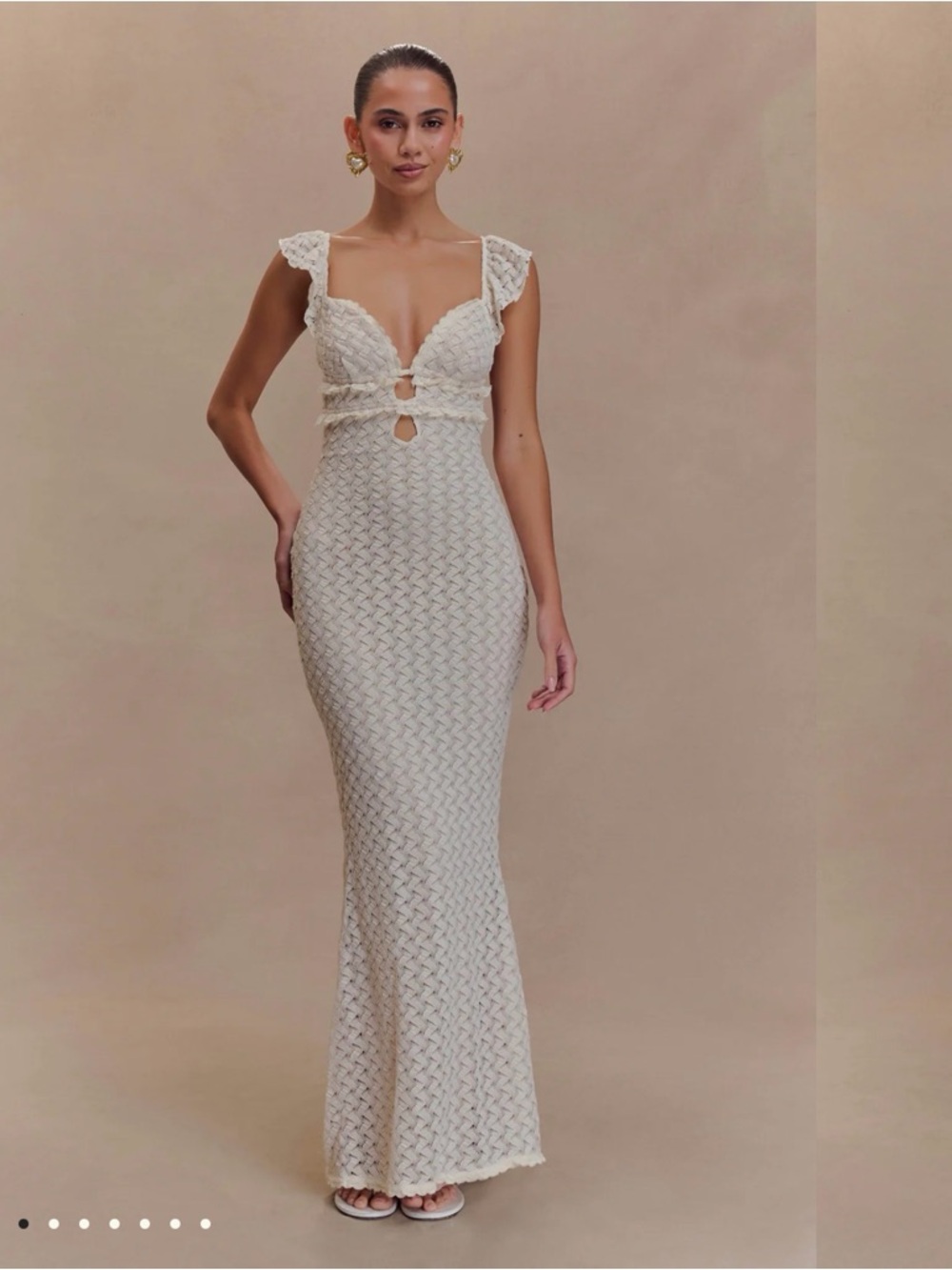 Meshki “Ezra” Ivory Crochet Maxi Dress